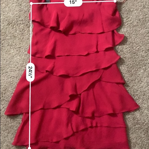 BCBGMAXAZRIA  Strapless Tube Ruffle Dress Pink Red Size 6 - Picture 3 of 6